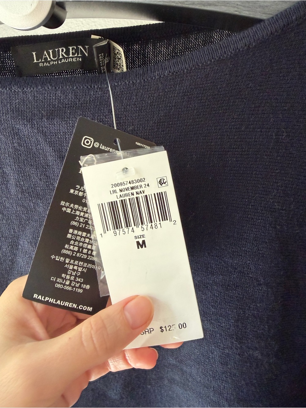 Lauren Ralph Lauren Women's Cotton-Blend Dolman-Sleeve Sweater Navy M - Picture 9 of 11